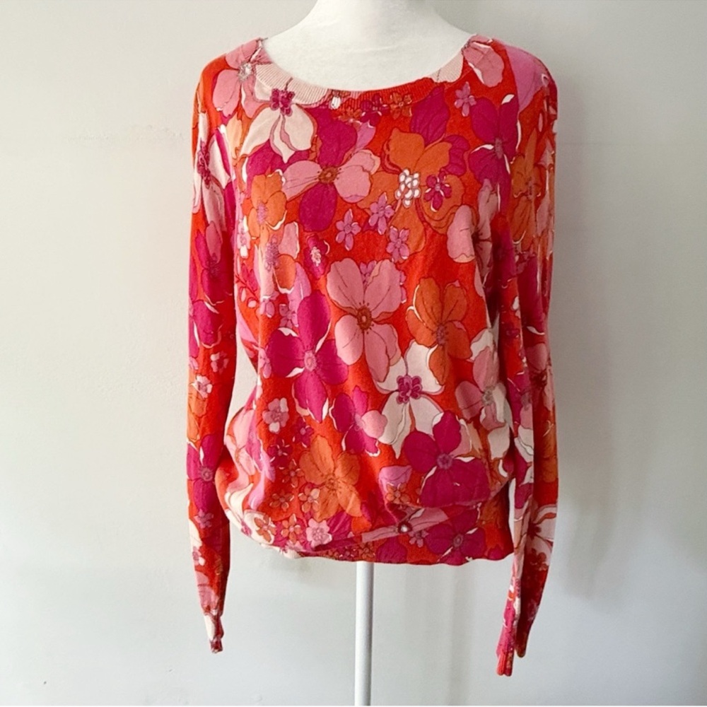 Talbots Bright Floral Lightweight Sweater